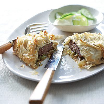 Spiced lamb and leek pies