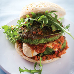 Spinach and broad bean burgers