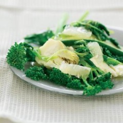 Steamed veggies and ricotta with lemon dressing