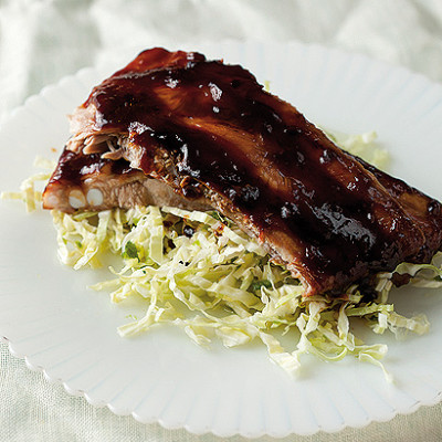 Sticky pork ribs with Asian cabbage