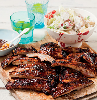 Sticky pork ribs with potato salad | Woolworths TASTE