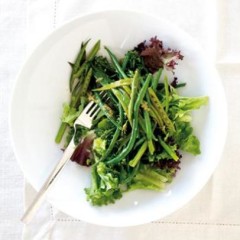 Stir-fried green-vegetable salad with citrus dressing