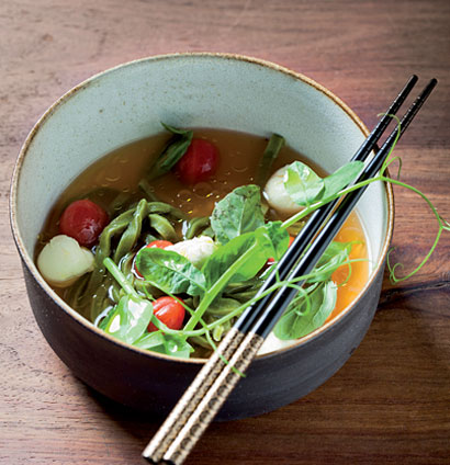 Summer Tomato Broth &amp; Green Tea Noodles Recipe | TASTE