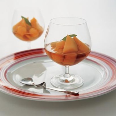 Sweet melon with chilled dessert wine