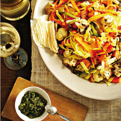 Tagliatelle with roasted winter vegetables