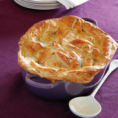 Tender lamb, brinjal and potato curry pie