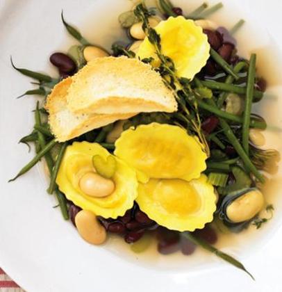 Three-bean broth with butternut-and-sage cappelletti and parmesan wafers | Woolworths TASTE