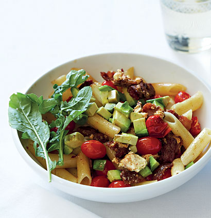 Tomato, bacon, avo and feta pasta | Woolworths TASTE