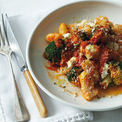 Tomato, broccoli and gorgonzola gnocchi