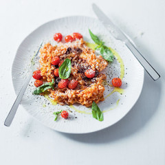 Tomato olive and Parmesan risotto