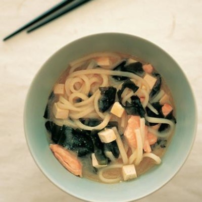 Udon noodles in miso broth