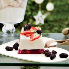Vanilla and strawberry layered panna cotta