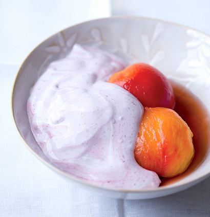 Verjuice-poached nectarines with raspberry spoom | Woolworths TASTE