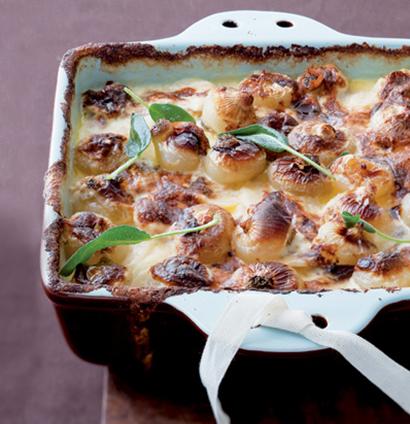 Wafer-Thin Potato Bake & Sweet Baby Onions recipe | TASTE