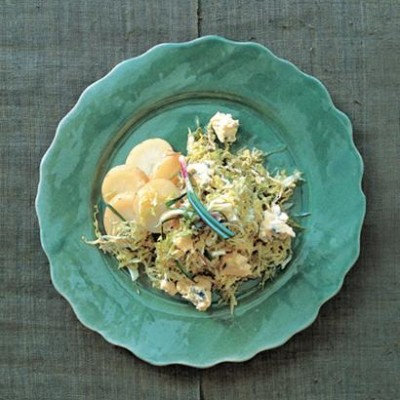 Warm cabbage and blue cheese salad