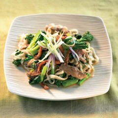 Wok fried duck and Asian greens