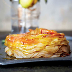Baked caramelised pear stack