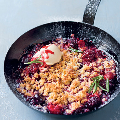 Berry-and-rosemary crumble
