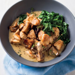 Creamy chicken and mushroom with baby spinach