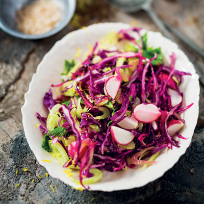Fennel and purple cabbage slaw