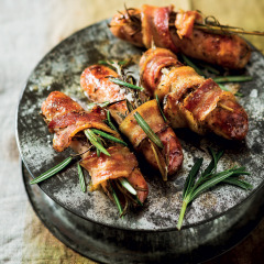 Rosemary and bacon-wrapped sausages
