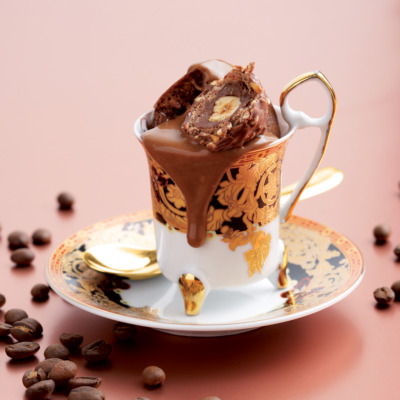 Steamed coffee-and-chocolate puddings with truffles