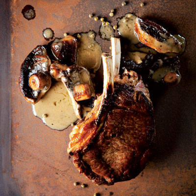 Thickcut ribeye with mushroom and green peppercorn sauce  Woolworths TASTE