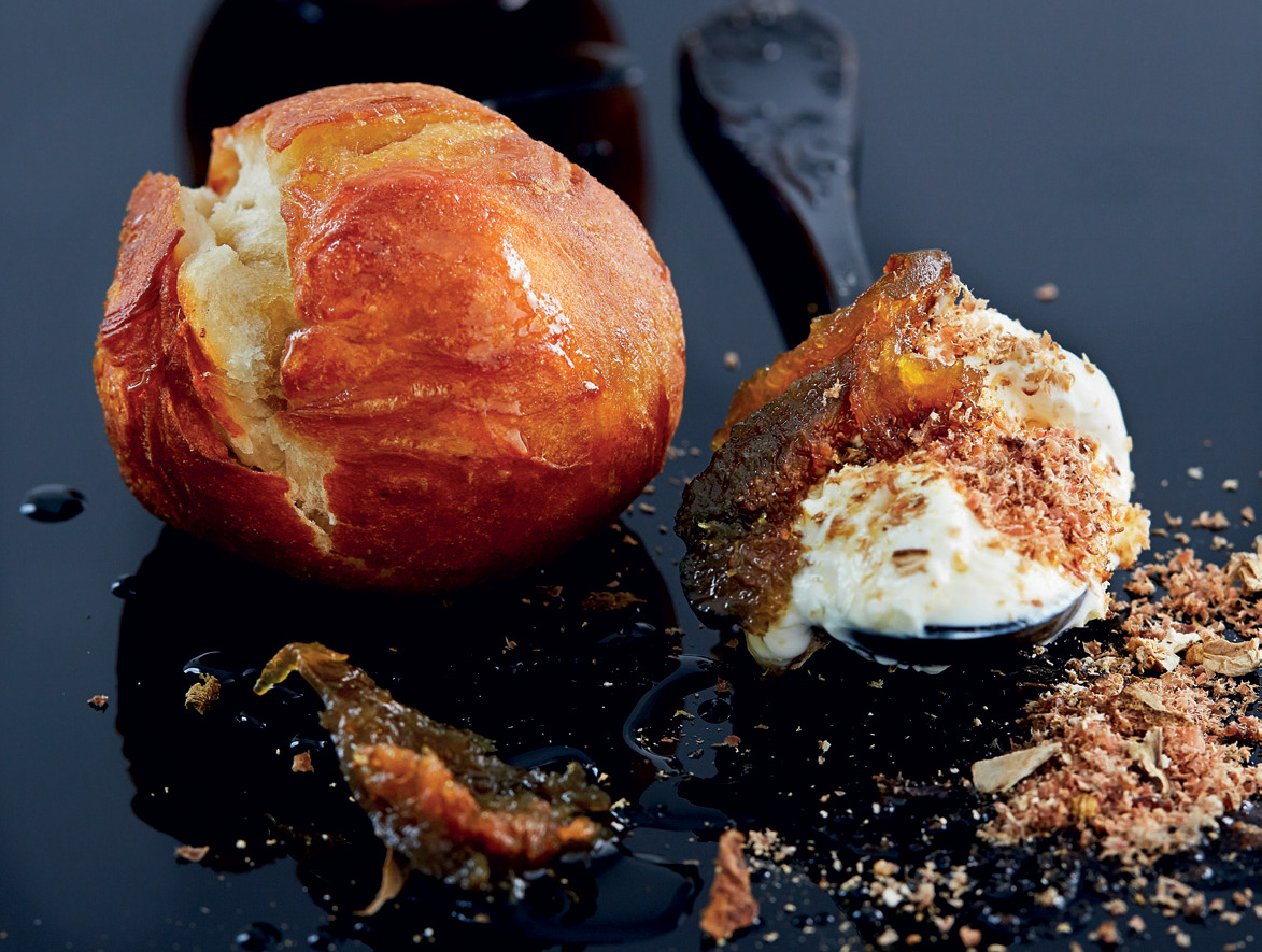 Vetkoek with biltong, cream cheese and preserved figs Woolworths TASTE