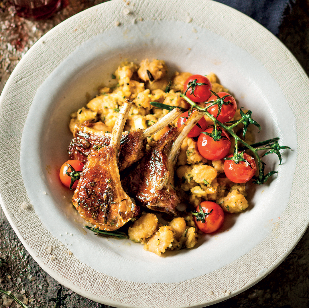 Lamb cutlets with warm rosemary butter beans Woolworths TASTE