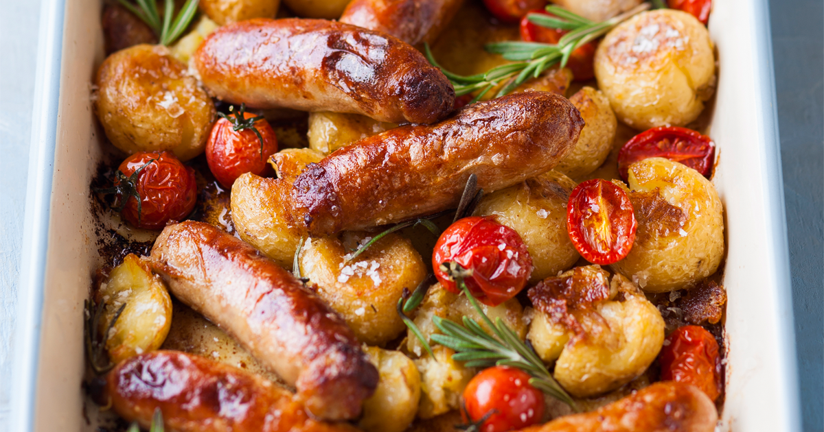 Recipe: Easy pork sausages and potato bake