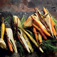 Roasted baby carrots with fennel and sage