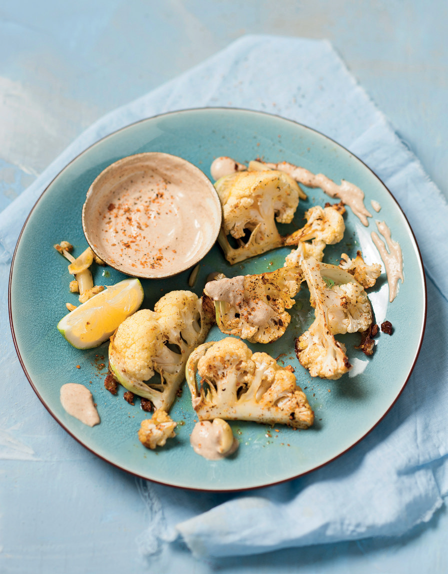 Recipe lowcarb MiddleEastern roast cauliflower with tahini