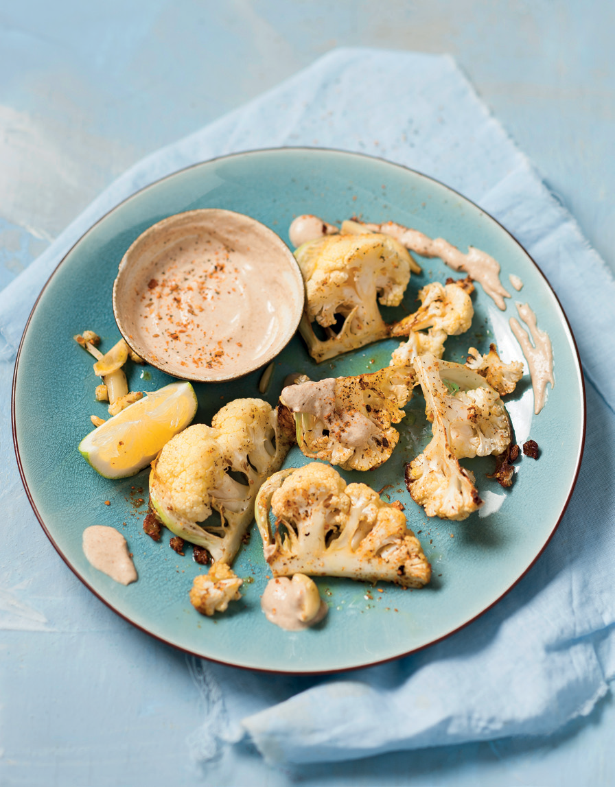 Recipe lowcarb MiddleEastern roast cauliflower with tahini