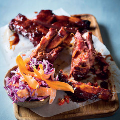 Sticky beef ribs with Asian slaw
