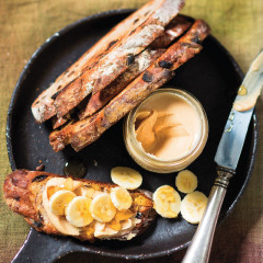 Banana, honey and nut butter breakfast toast