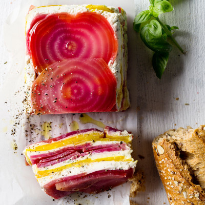 Beetroot and goat's cheese terrine