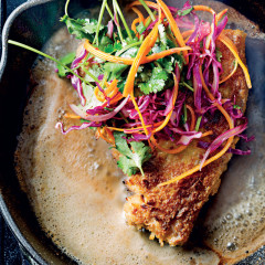 Crumbed, thick-cut pork chops with chipotle-flavoured slaw
