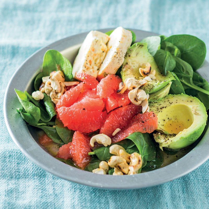 Grapefruit, feta, avo, cashew and spinach salad Woolworths TASTE