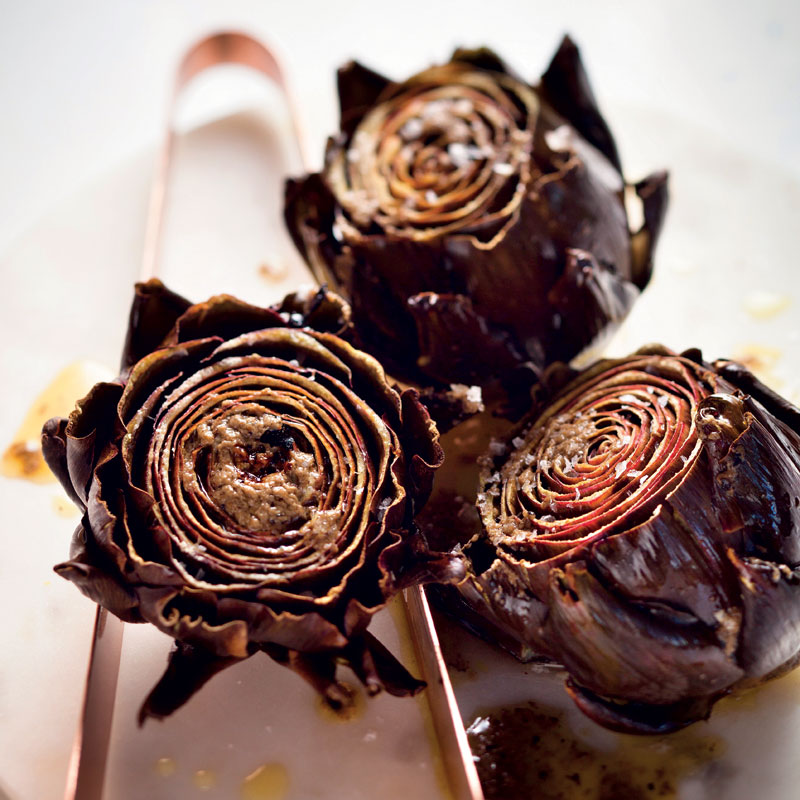 Roast artichokes with truffle butter Woolworths TASTE