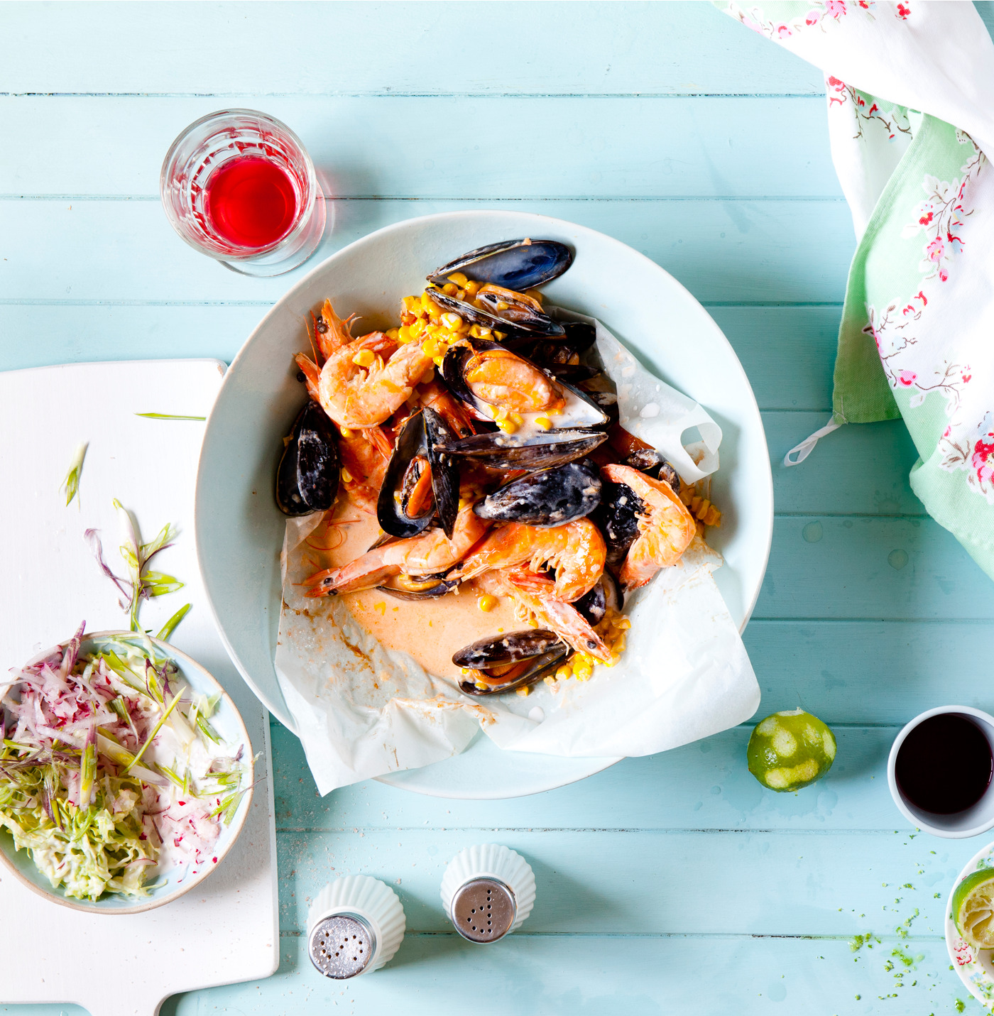 Steamed mussels and prawns with coconut broth Woolworths TASTE