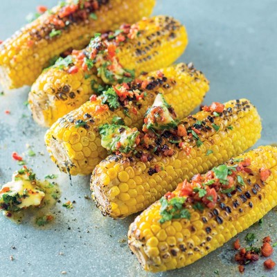 Spicy chargrilled mielies with chorizo butter