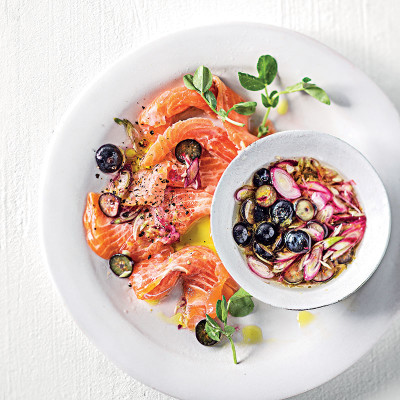 Ceviche-style blueberry trout