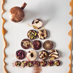 Chocolate coins with dried fruit