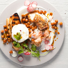 Turkish-style eggs and salmon
