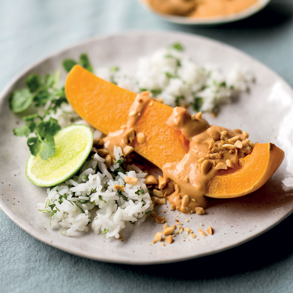 Butternut with Thai peanut sauce and coriander rice Woolworths TASTE