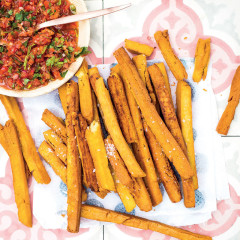 Chickpea fries with smoky tomato relish