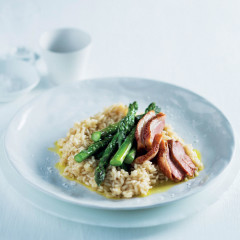 Duck-and-asparagus risotto