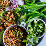 Chicken larb with lettuce