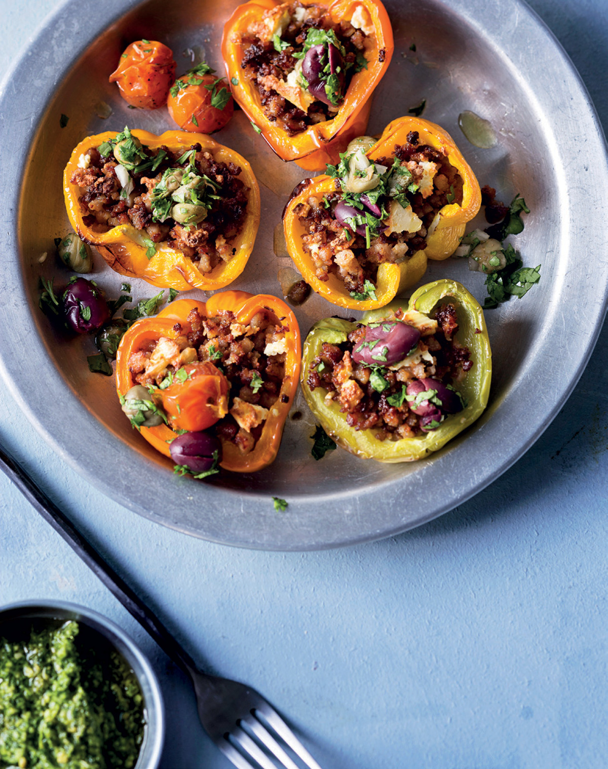 Peppers stuffed with Italianstyle pork mince Woolworths TASTE