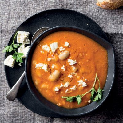 Tomato-and-bean soup with feta